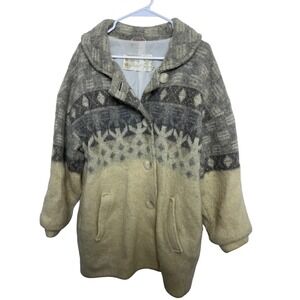 VTG Alafoss Icewool Women Fair Isle Pure New Wool Cardigan Jacket Iceland 80s